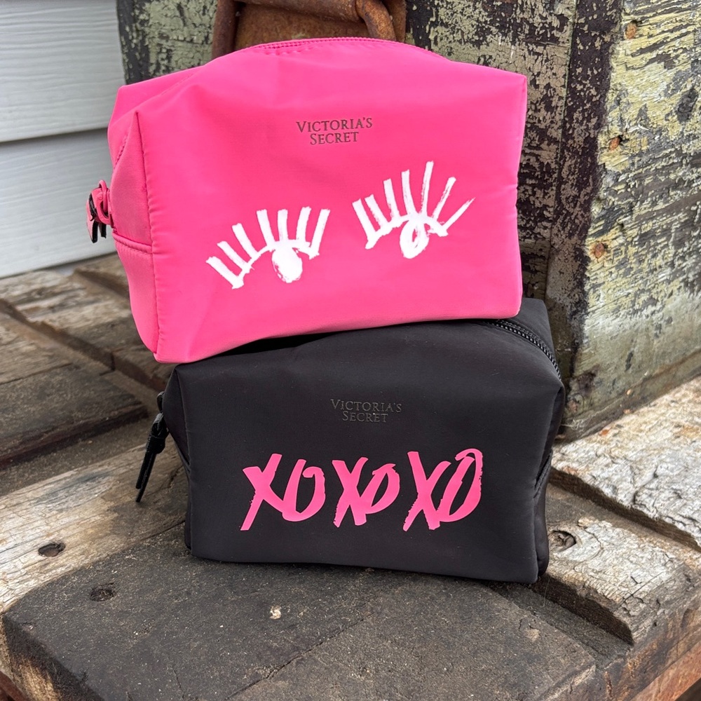 Victoria's Secret Pink and Black Makeup Pouches